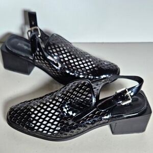 Jeffrey Campbell Henriet- C Perforated Slingback Patent Pump Block Heel Spring 8